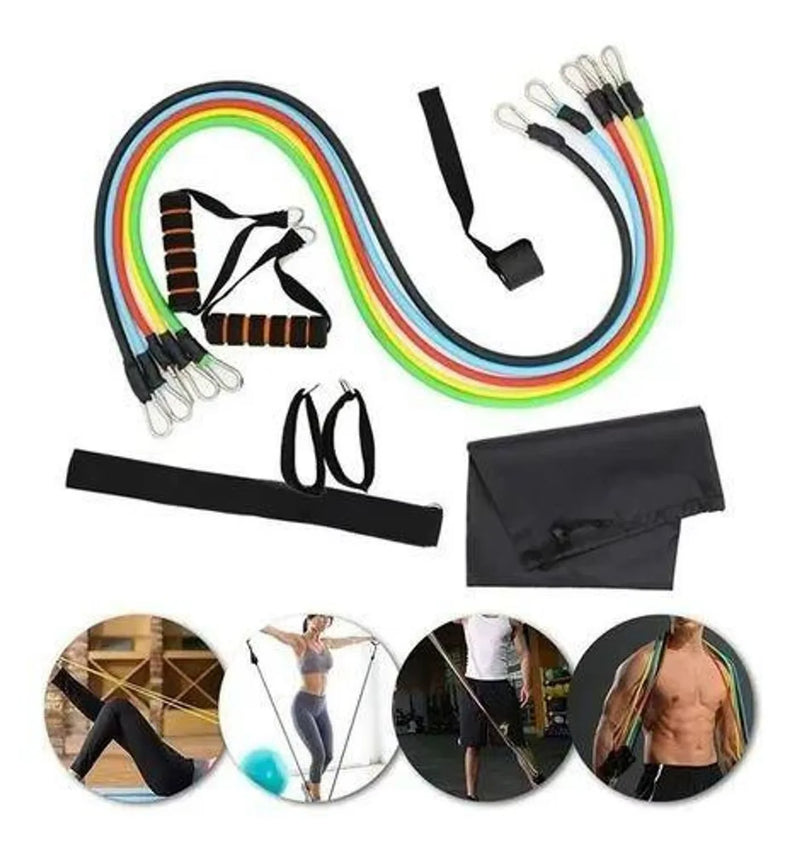 Kit com 11 Elásticos Extensores – Treinamento Funcional, Academia e Exercícios de Fortalecimento Muscular