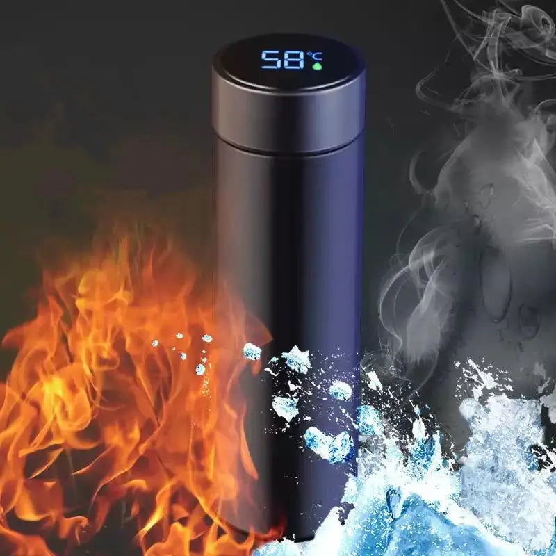 Garrafa Térmica de Aço Inoxidável com Termômetro Digital – 500ml com LED