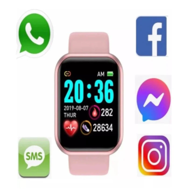 Smartwatch Unissex D20 – Relógio Inteligente Android/iOS, Resistente à Água, Personalização de Tela com Fotos