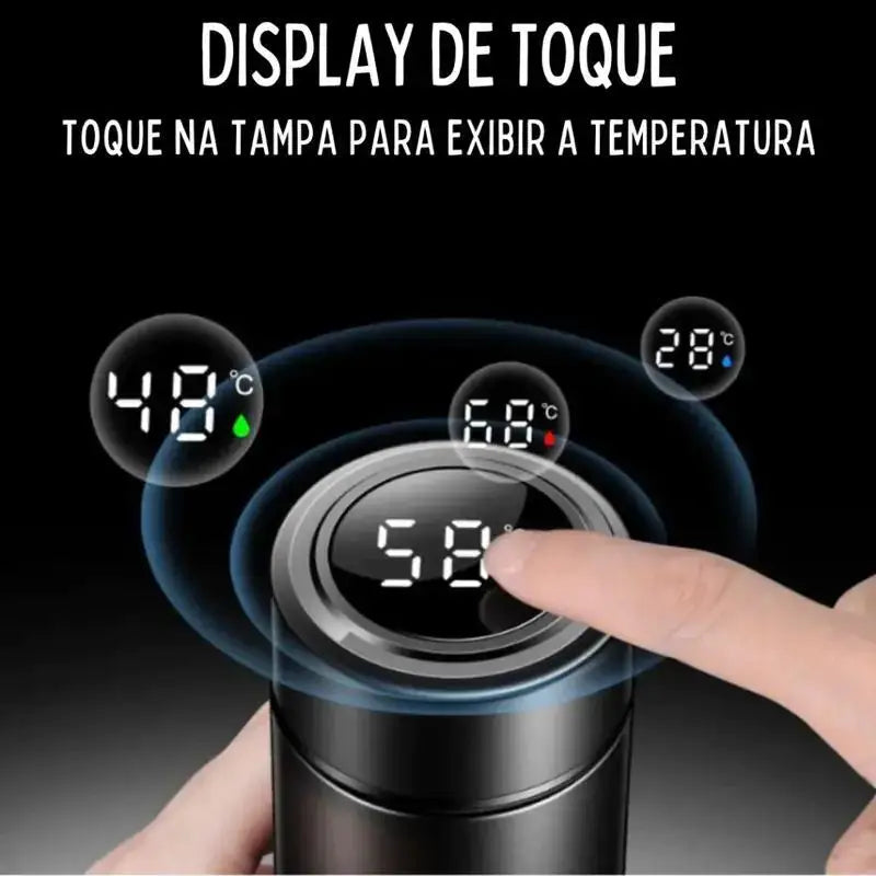 Garrafa Térmica de Aço Inoxidável com Termômetro Digital – 500ml com LED