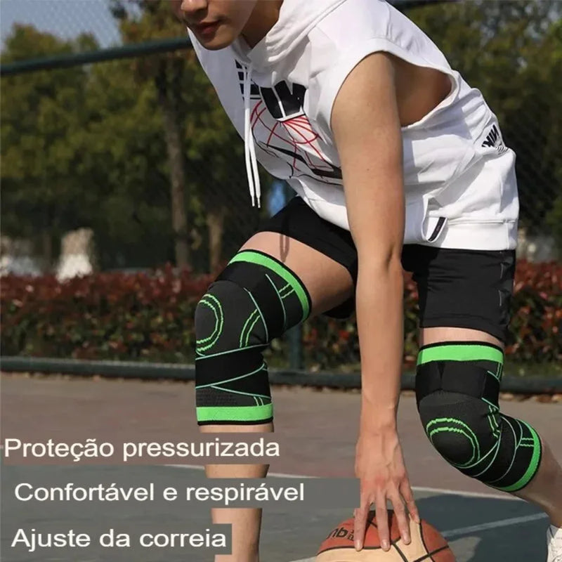 Kit com 2 Joelheiras de Compressão – Alças Ajustáveis para Corrida, Treino e Uso Esportivo