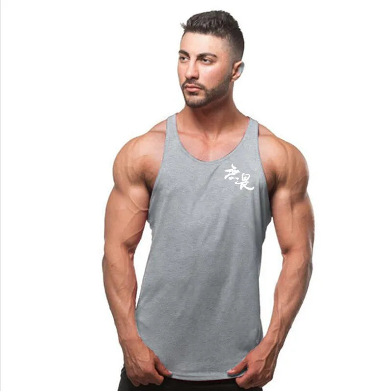 Camiseta Sem Manga Masculina de Algodão – Top de Treino Fitness para Homens, Estilo Singlet, Ideal para Musculação e Exercícios