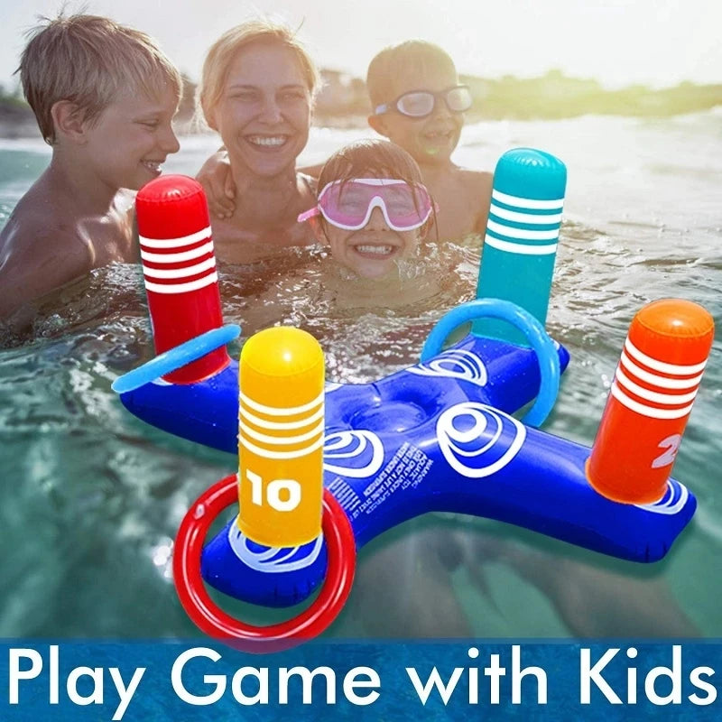 Jogo Inflável de Arremesso para Piscina — Anéis Flutuantes para Diversão na Água