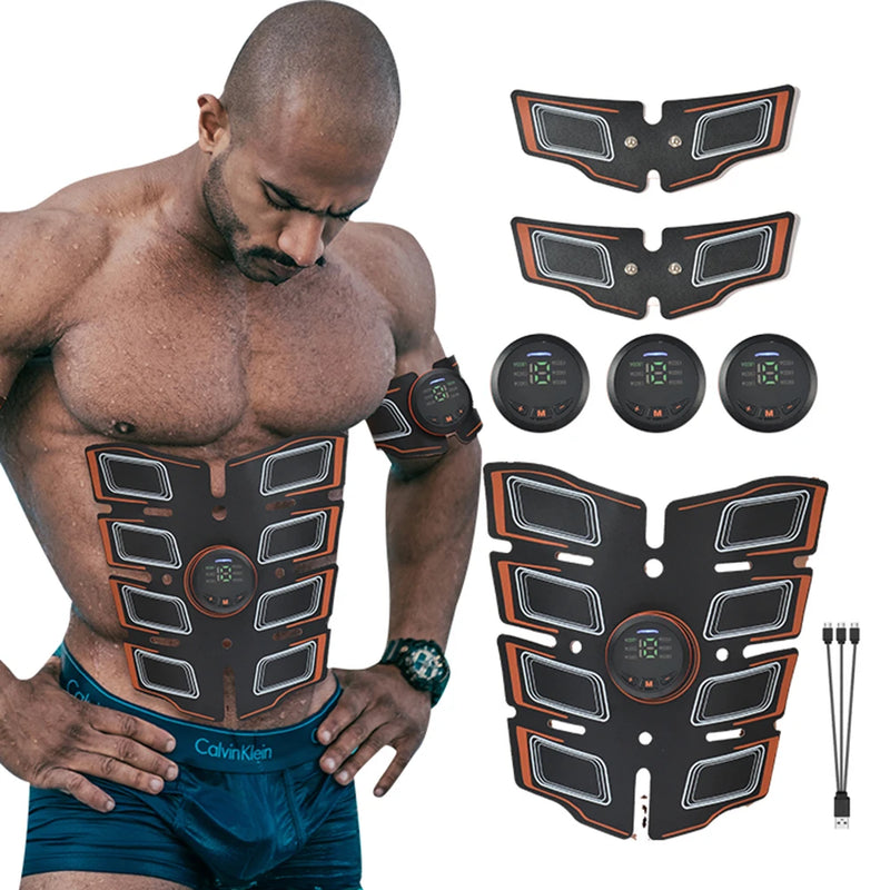 Eletroestimulador Muscular Abdominal EMS – Recarregável por USB