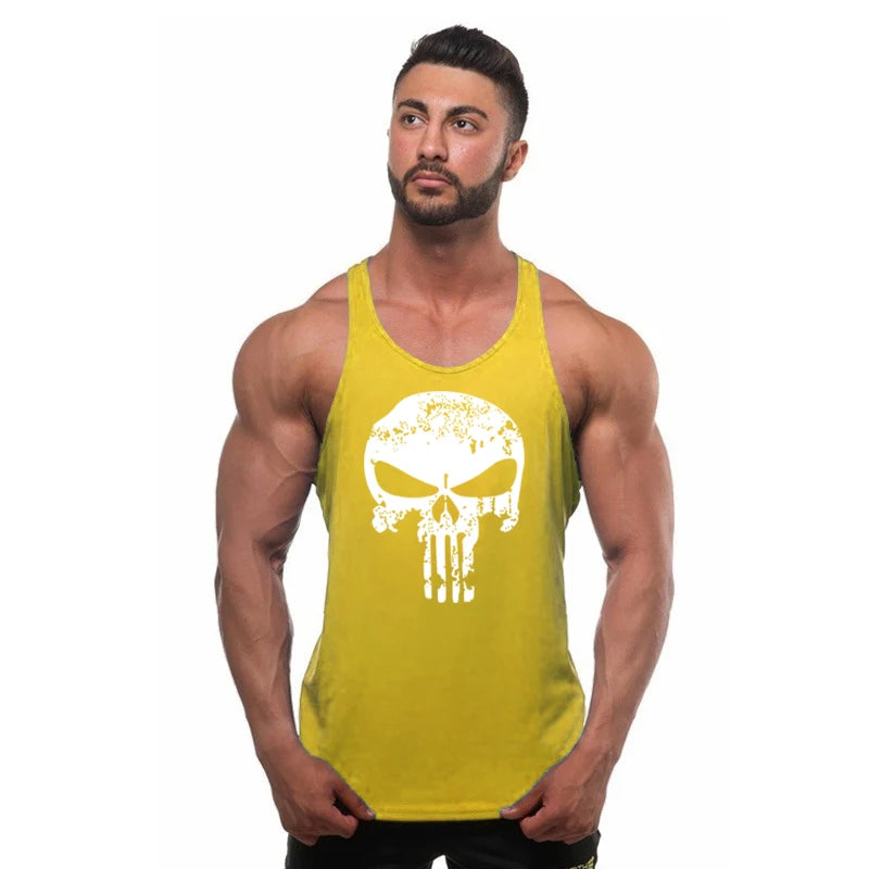 Camiseta Sem Manga Masculina de Algodão – Top de Treino Fitness para Homens, Estilo Singlet, Ideal para Musculação e Exercícios