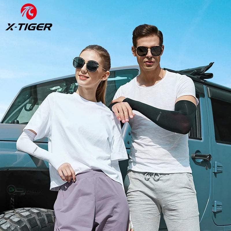Manguitos de Ciclismo X-TIGER - Tecido Ice, Proteção UV, Unissex