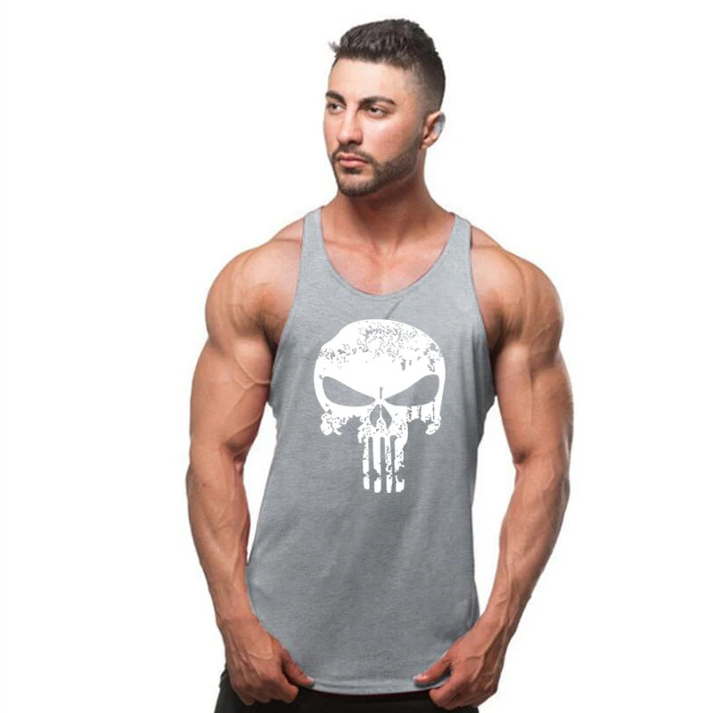 Camiseta Sem Manga Masculina de Algodão – Top de Treino Fitness para Homens, Estilo Singlet, Ideal para Musculação e Exercícios