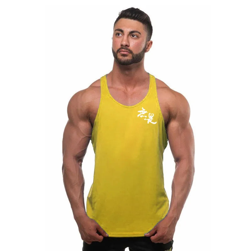 Camiseta Sem Manga Masculina de Algodão – Top de Treino Fitness para Homens, Estilo Singlet, Ideal para Musculação e Exercícios