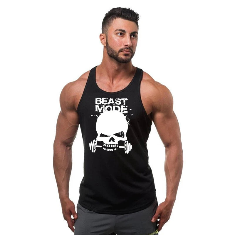 Camiseta Sem Manga Masculina de Algodão – Top de Treino Fitness para Homens, Estilo Singlet, Ideal para Musculação e Exercícios