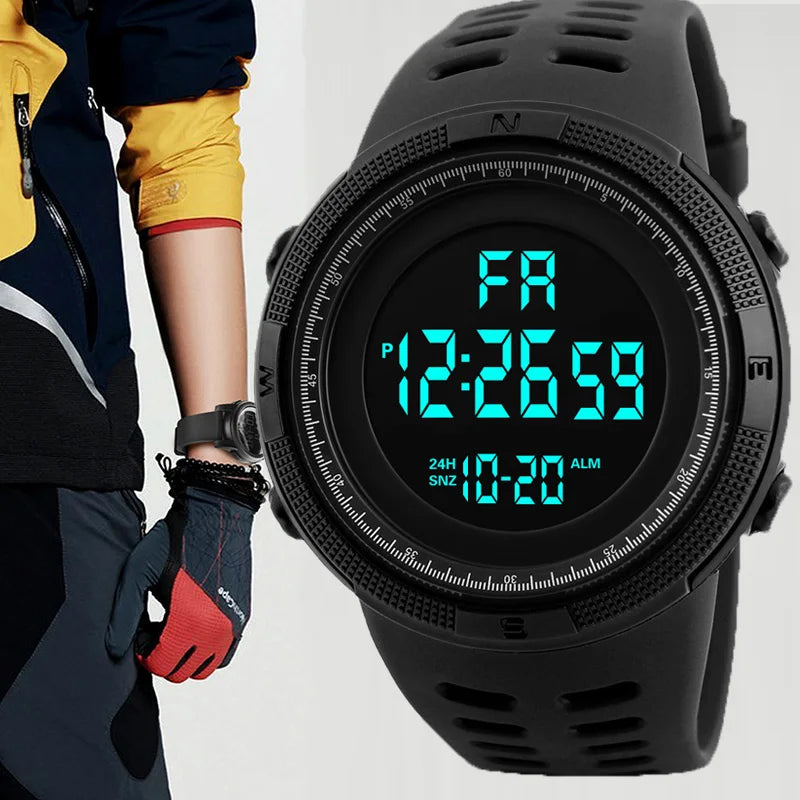 Relógio Esportivo Masculino Digital – Militar, Multifuncional e com Luz de LED