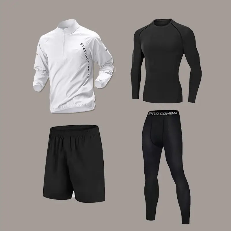 Conjunto Esportivo Masculino de Secagem Rápida – Manga Longa com Zíper