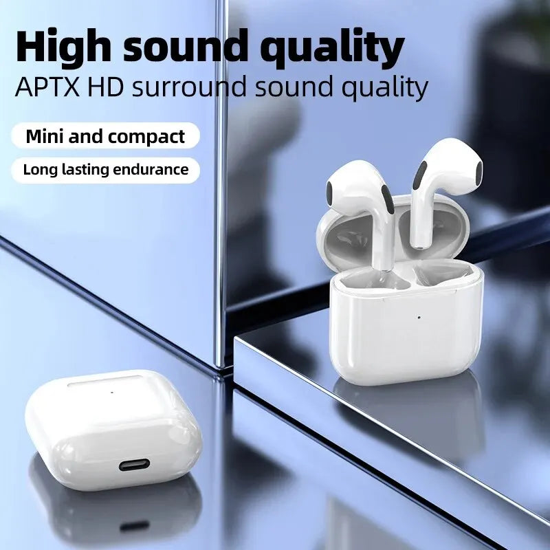Fones de Ouvido TWS Mini Pro4 – Bluetooth, 9D Stereo e Alta Fidelidade