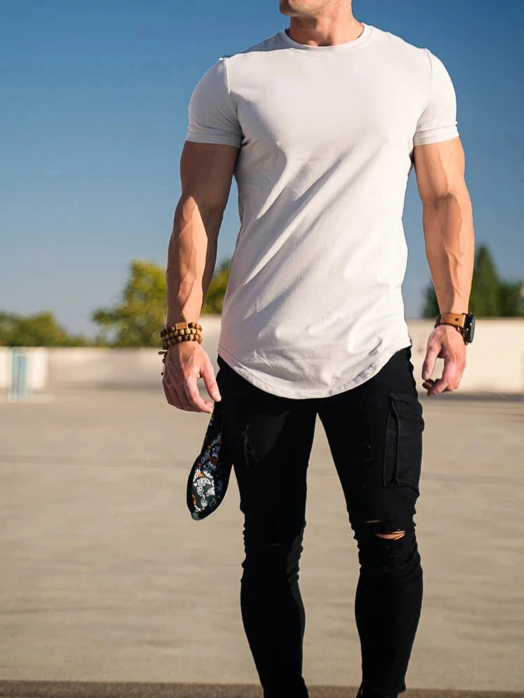 Camiseta Masculina Muscle Fitness – Algodão de Alta Qualidade para Treinos e Atividades Esportivas
