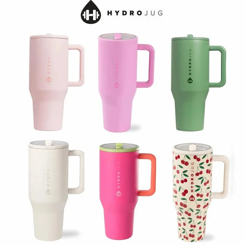 Copo Térmico HydroJug 32OZ/40OZ – Insulado a Vácuo em Aço Inox, Com Tampa e Canudo para Viagem