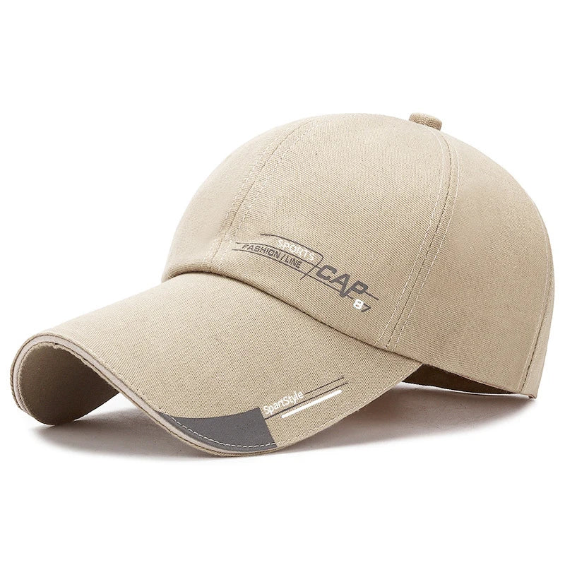 Boné de Sol Masculino e Feminino – Caps de Baseball com Aba Estendida, Estilo Simples, Tela de Algodão, Proteção Solar