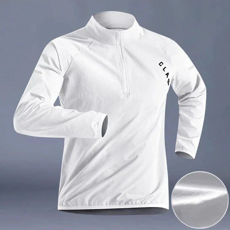 Camiseta Esportiva Masculina Kizarco – Manga Longa com Zíper e Gola Alta | Respirável e de Secagem Rápida