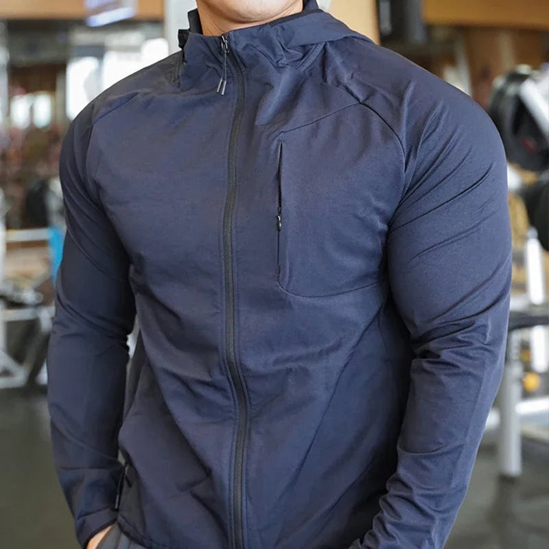 Jaqueta Esportiva Masculina SHEDAO com Capuz – Estilo, Desempenho e Proteção em Todos os Treinos