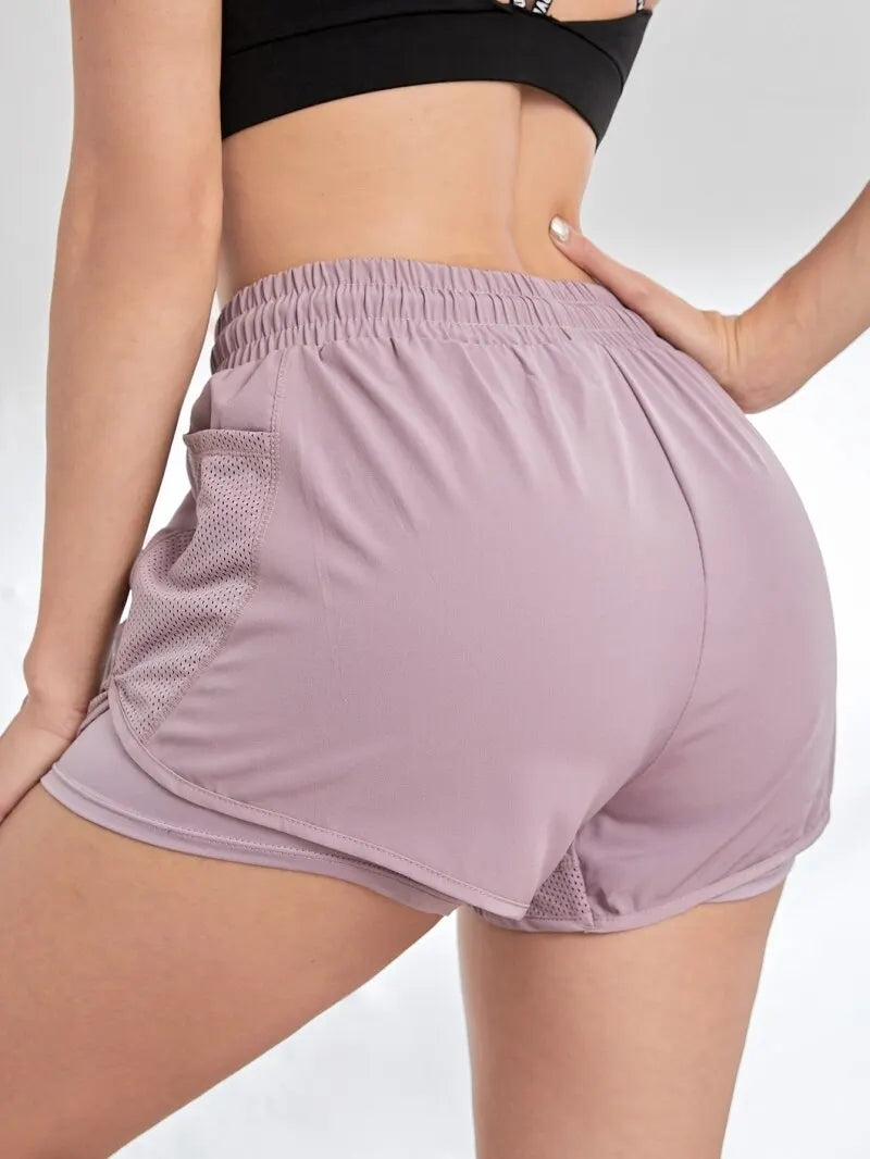 Shorts Esportivos Femininos com Cós Elástico e Bolsos – Estilo Fitness, Corrida e Treinos