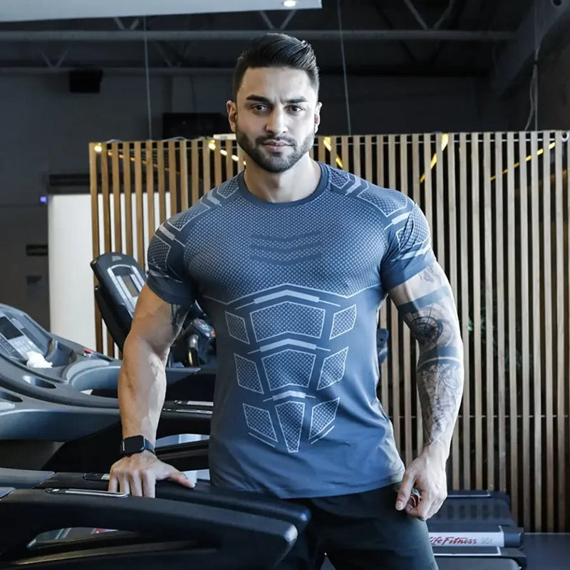 Camiseta Masculina Esportiva – Treino, Compressão, Secagem Rápida, Manga Curta, Fitness e Musculação