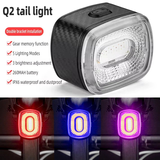 Luz Traseira Inteligente ROCKBROS – Segurança Inteligente para Suas Pedaladas