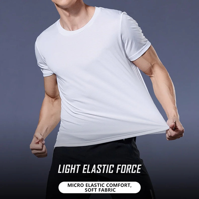 Camiseta Masculina de Manga Curta – Rápido Secagem, Anti-Suor, para Academia e Corrida