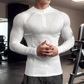 Camiseta Fitness Masculina KAIERKANG com Zíper – Manga Longa e Secagem Rápida
