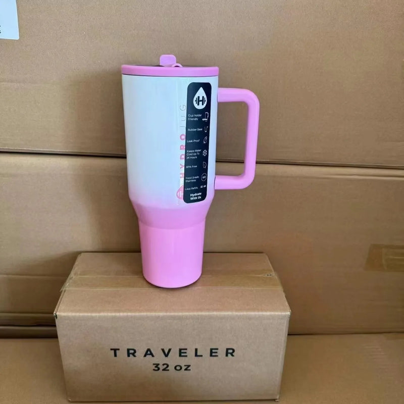Copo Térmico HydroJug 32OZ/40OZ – Insulado a Vácuo em Aço Inox, Com Tampa e Canudo para Viagem