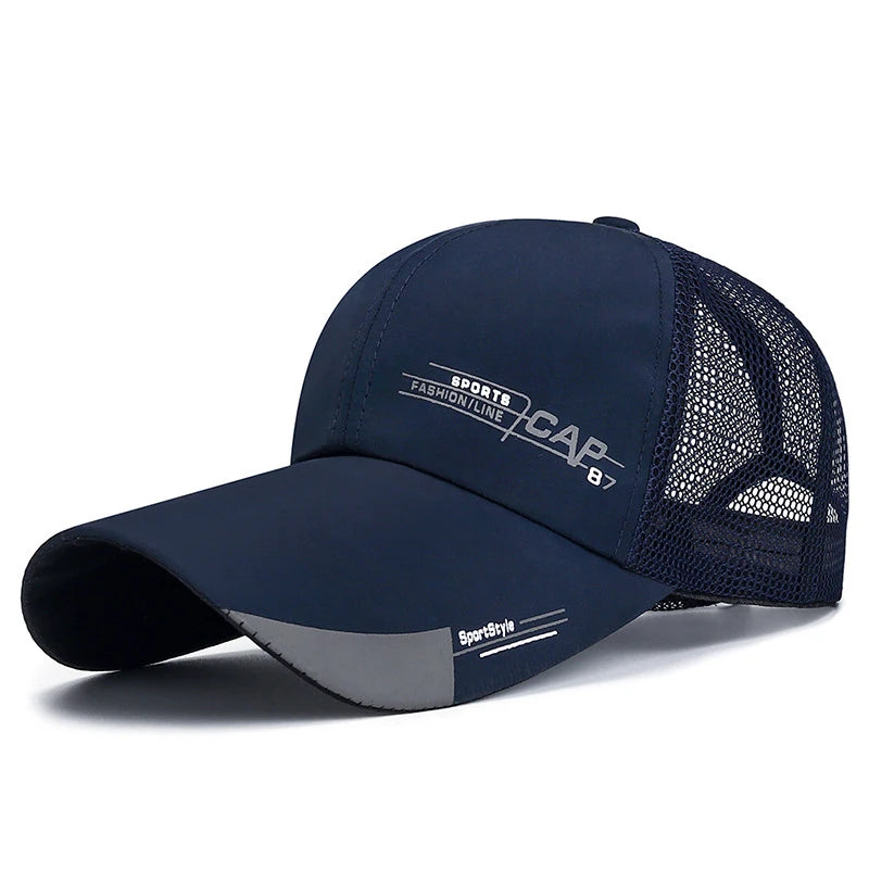 Boné de Sol Masculino e Feminino – Caps de Baseball com Aba Estendida, Estilo Simples, Tela de Algodão, Proteção Solar