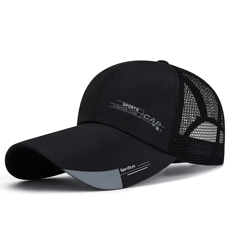 Boné de Sol Masculino e Feminino – Caps de Baseball com Aba Estendida, Estilo Simples, Tela de Algodão, Proteção Solar