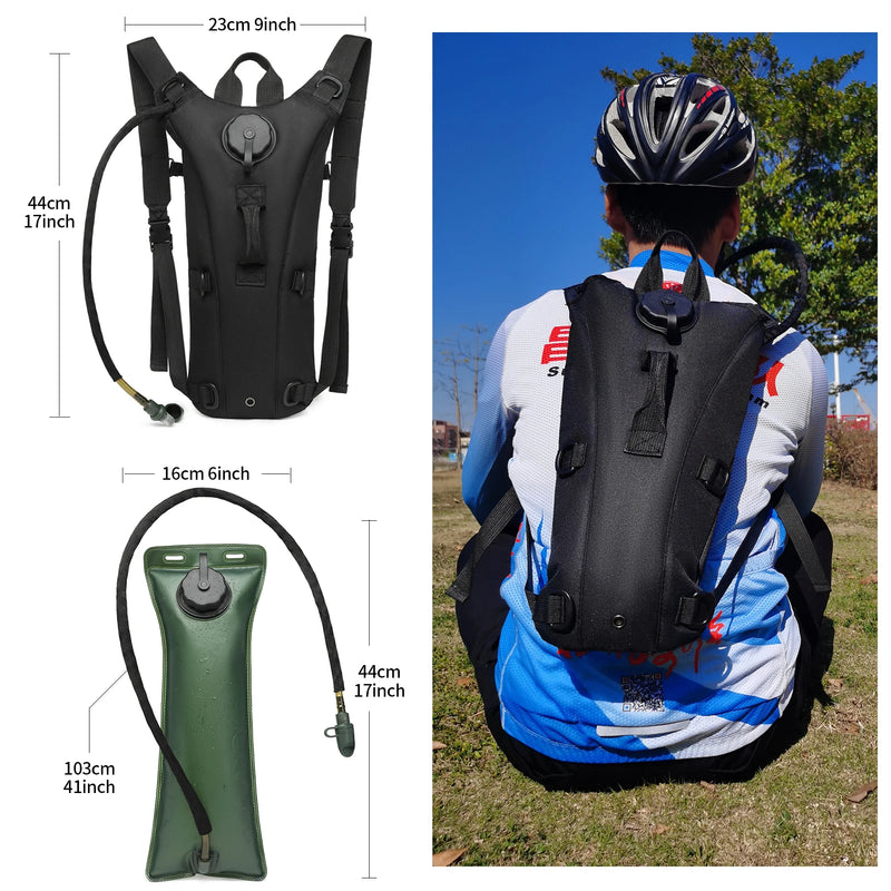 Mochila Tática de Hidratação Militar com Reservatório de 3L Antivazamento – Ideal para Corrida, Ciclismo e Trilhas