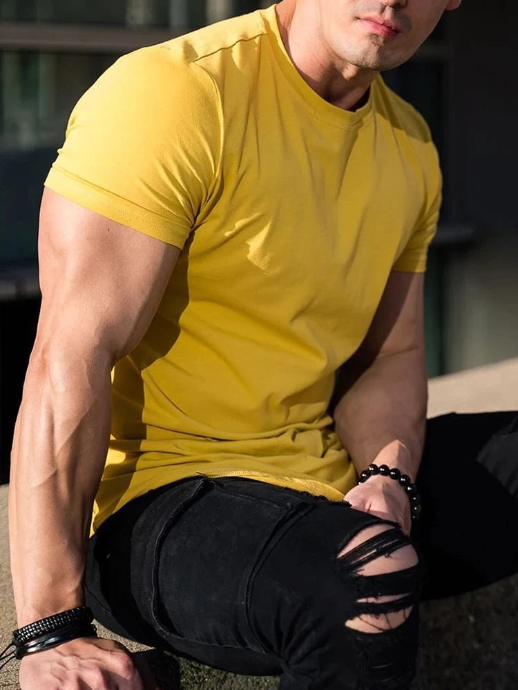 Camiseta Masculina Muscle Fitness – Algodão de Alta Qualidade para Treinos e Atividades Esportivas