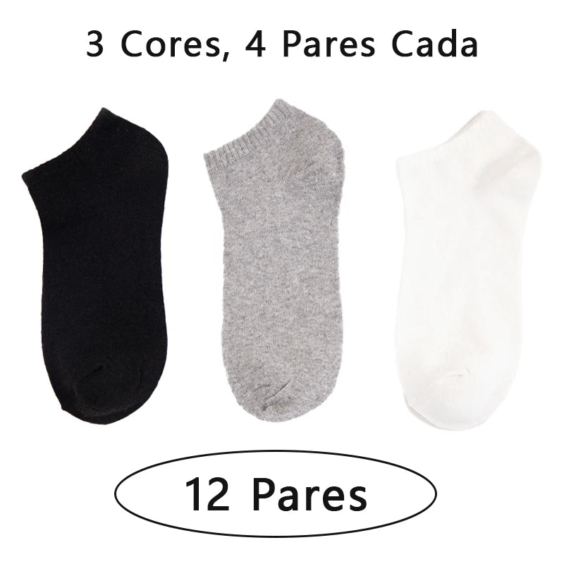 Kit com 12 Pares de Meias Curtas Masculinas – Conforto, Leveza e Estilo no Dia a Dia