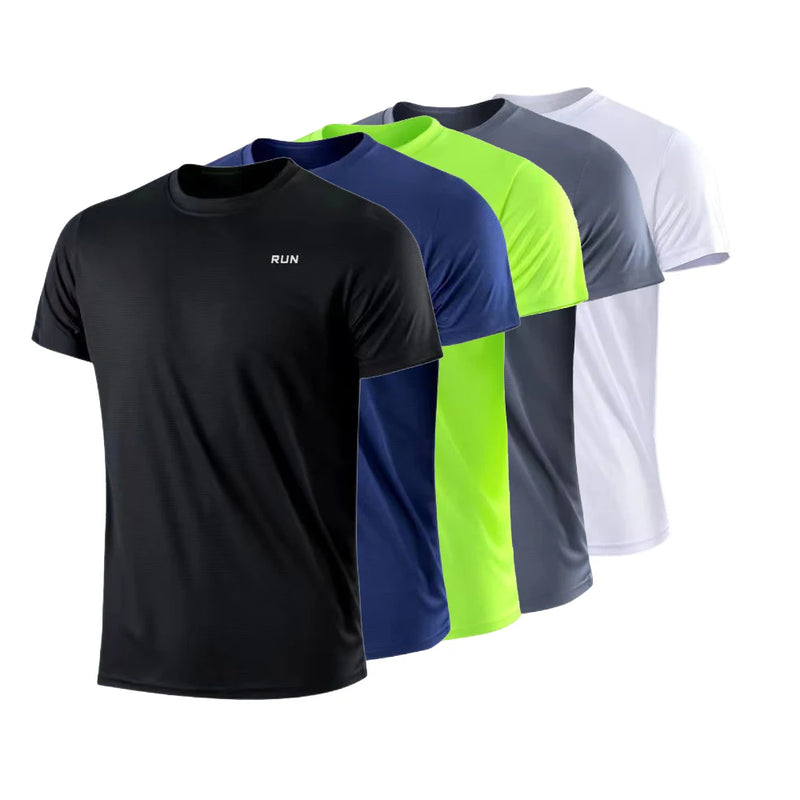 Camiseta Masculina de Manga Curta – Rápido Secagem, Anti-Suor, para Academia e Corrida