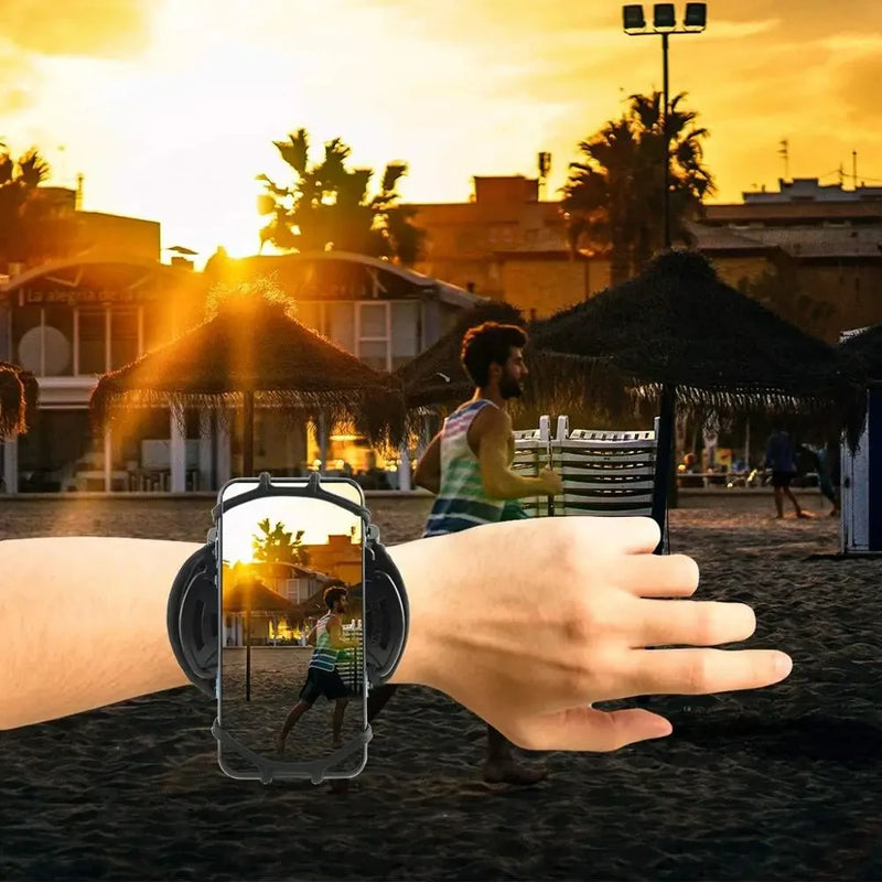 Suporte de Celular para Pulso 180° Giratório – Pulseira Esportiva Universal para Corrida, Ciclismo e Caminhadas