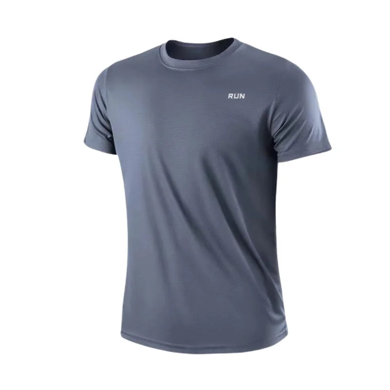 Camiseta Masculina de Manga Curta – Rápido Secagem, Anti-Suor, para Academia e Corrida