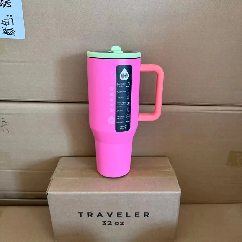 Copo Térmico HydroJug 32OZ/40OZ – Insulado a Vácuo em Aço Inox, Com Tampa e Canudo para Viagem