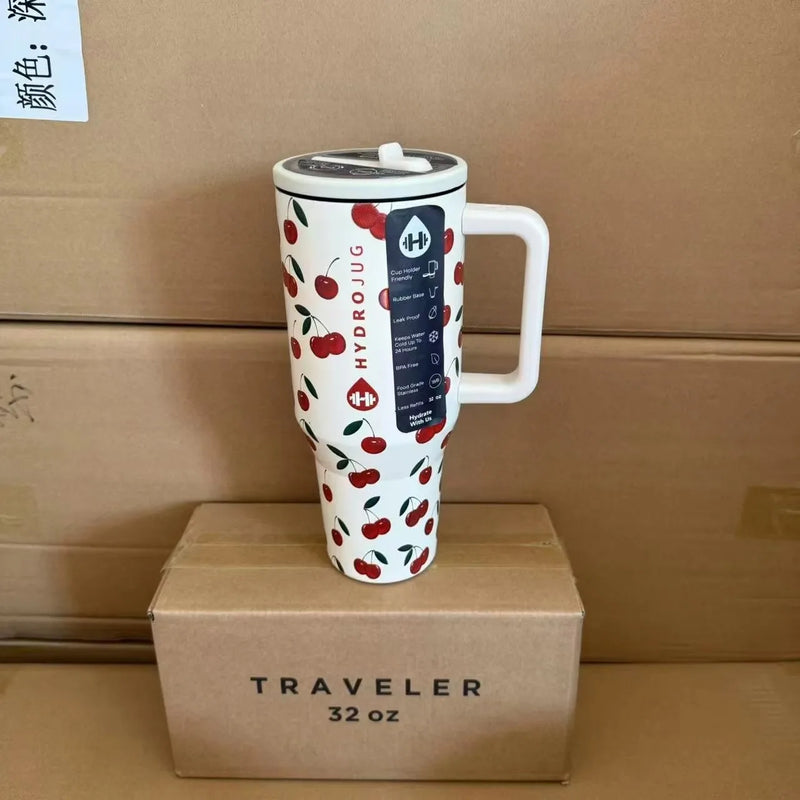Copo Térmico HydroJug 32OZ/40OZ – Insulado a Vácuo em Aço Inox, Com Tampa e Canudo para Viagem