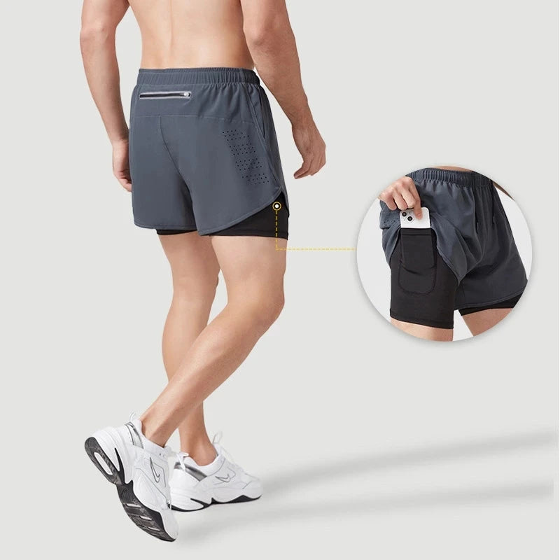 Short Masculino Esportivo com Camada Dupla – Secagem Rápida, Confortável e Ideal para Treino