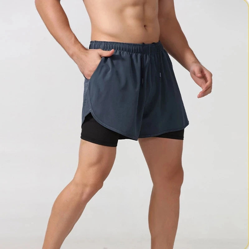 Short Masculino Esportivo com Camada Dupla – Secagem Rápida, Confortável e Ideal para Treino
