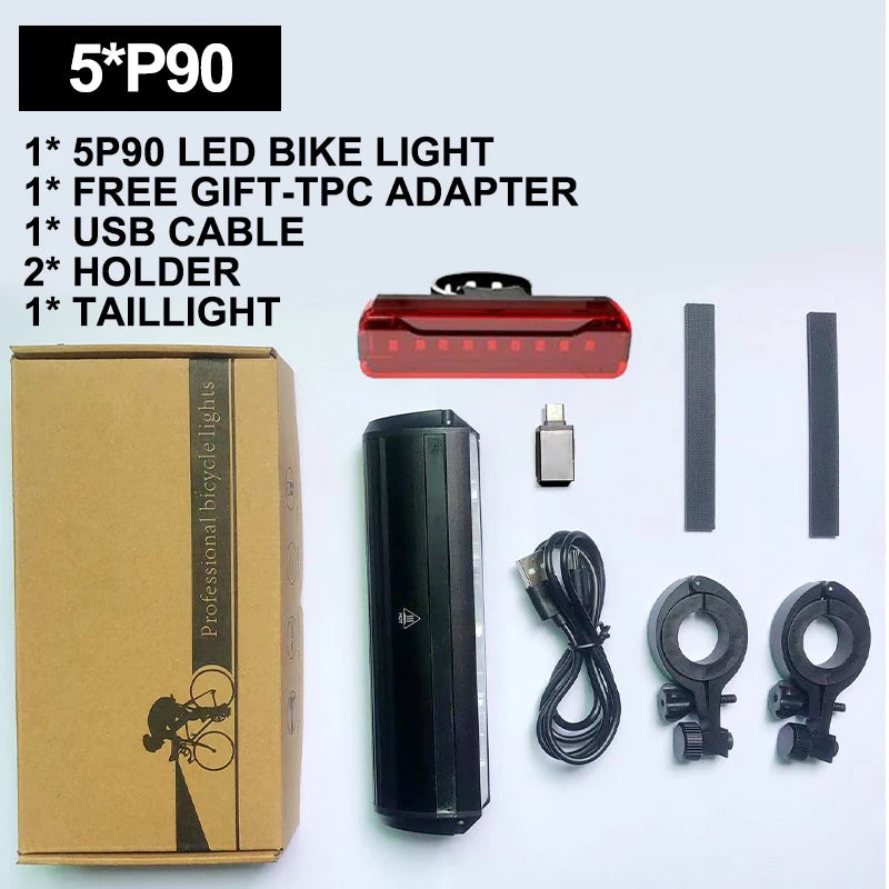 Farol de Bike Fivemi 5LEDs – Iluminação Extrema com 6000LM e Bateria de Longa Duração