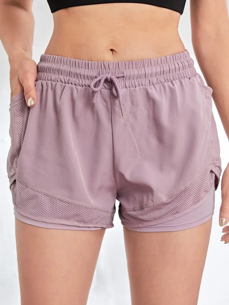Shorts Esportivos Femininos com Cós Elástico e Bolsos – Estilo Fitness, Corrida e Treinos