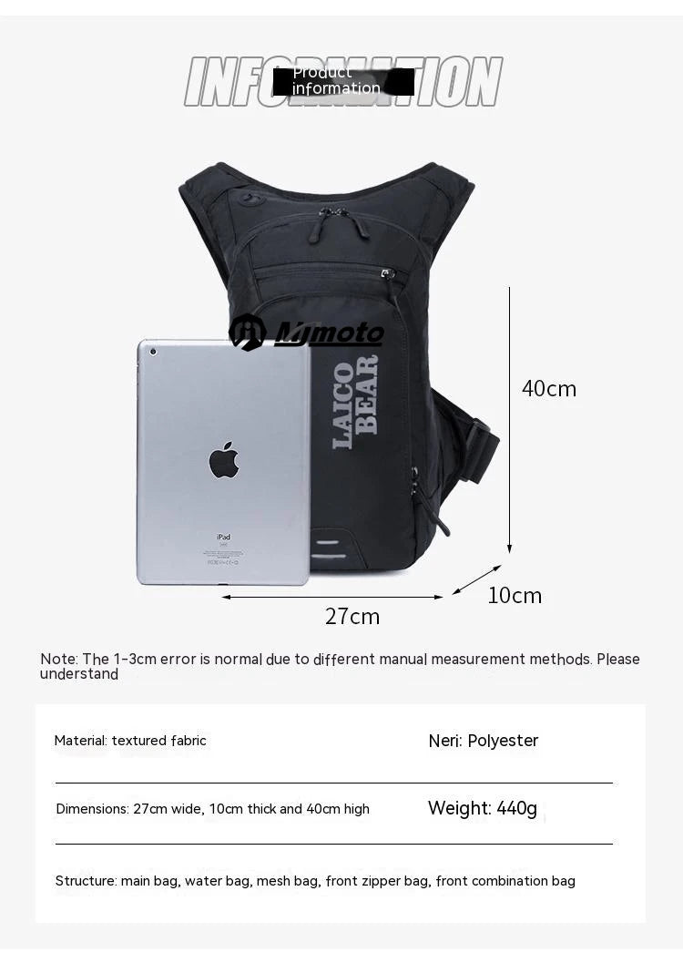 Mochila de Hidratação LAICO BEAR para Moto e Ciclismo – Impermeável, Leve e Ideal para Corrida, Trilhas e Esportes Outdoor