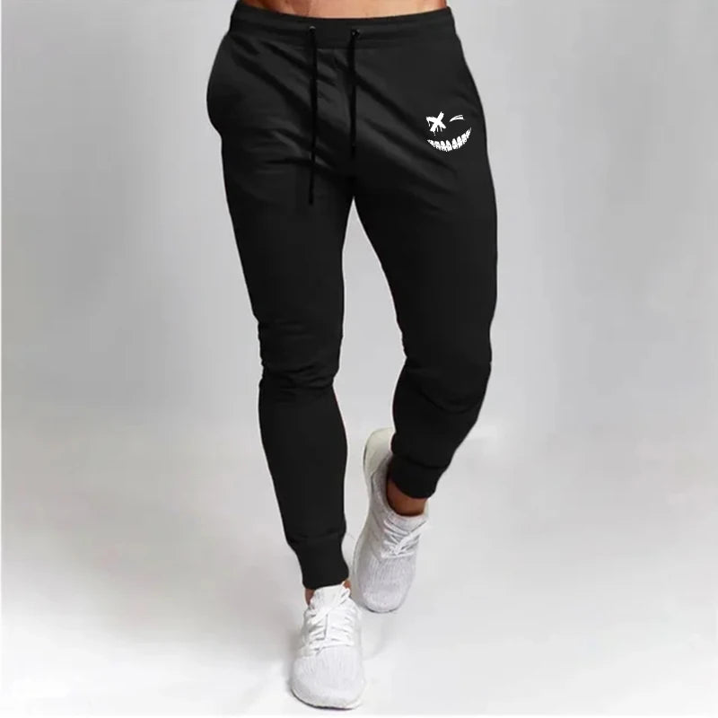 Calças de Corrida Masculinas com Estampa Smiley Face Anime