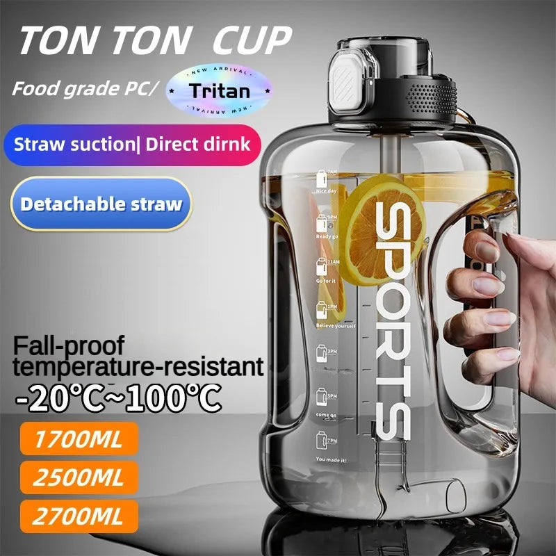Garrafa Fitness de Alta Capacidade com Canudo – BPA Free