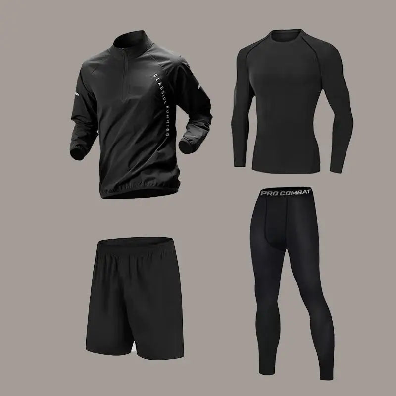 Conjunto Esportivo Masculino de Secagem Rápida – Manga Longa com Zíper