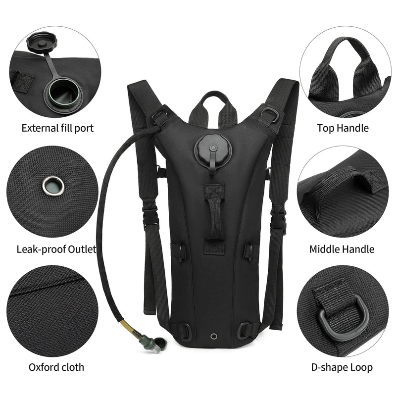 Mochila Tática de Hidratação Militar com Reservatório de 3L Antivazamento – Ideal para Corrida, Ciclismo e Trilhas