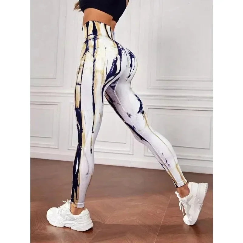 Legging Feminina Seamless Tie Dye com Efeito Levanta Bumbum – Alta Compressão e Estilo!