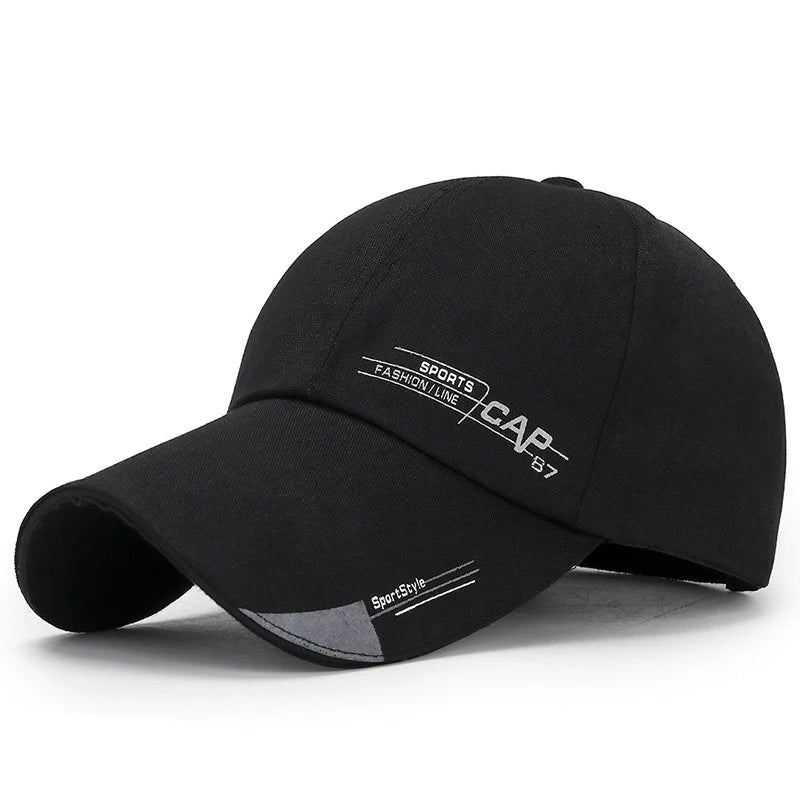 Boné de Sol Masculino e Feminino – Caps de Baseball com Aba Estendida, Estilo Simples, Tela de Algodão, Proteção Solar
