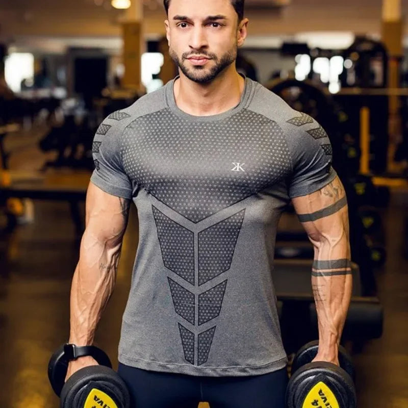 Camiseta Masculina Esportiva – Treino, Compressão, Secagem Rápida, Manga Curta, Fitness e Musculação