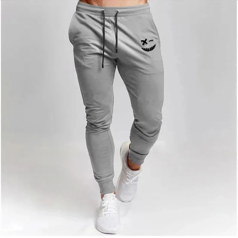 Calças de Corrida Masculinas com Estampa Smiley Face Anime
